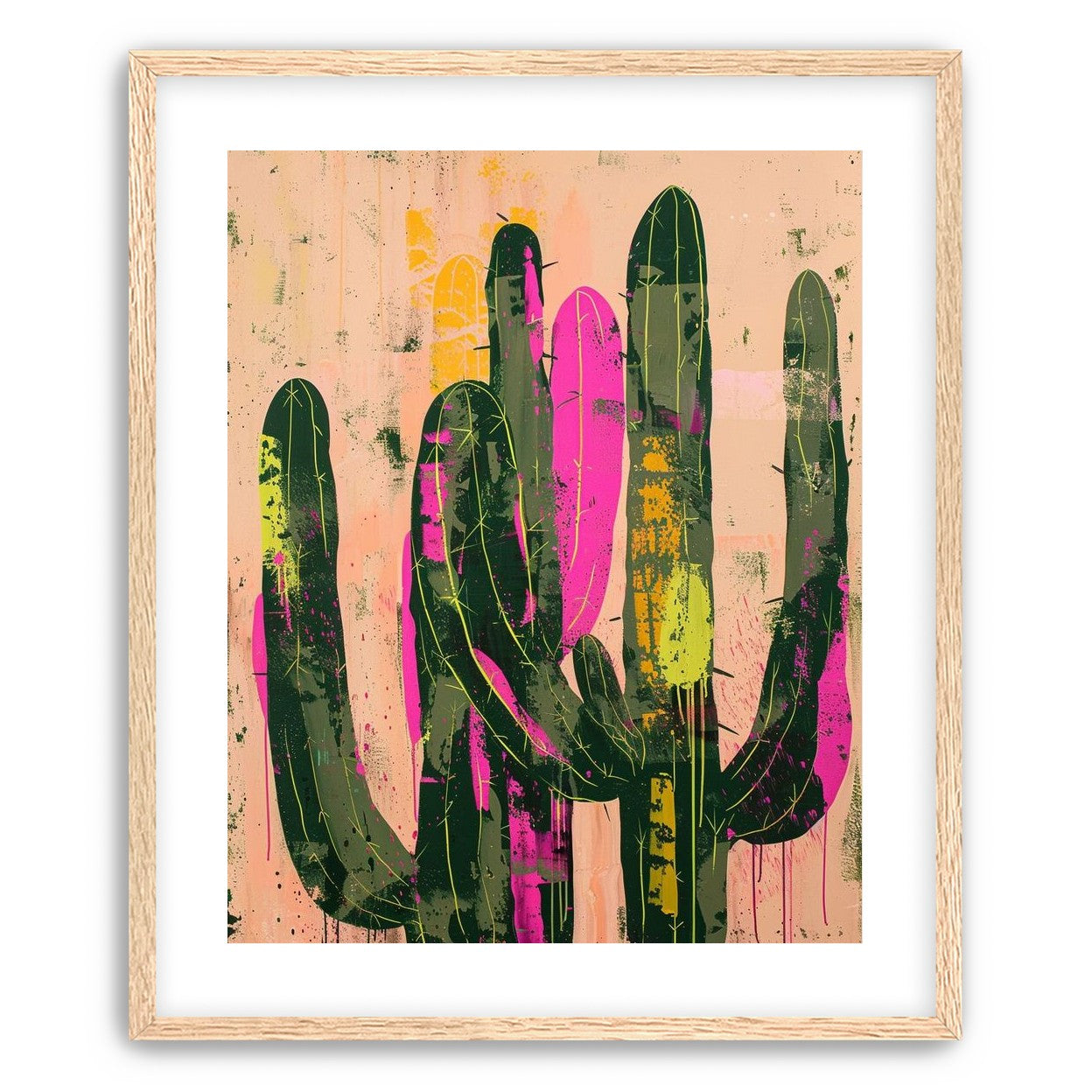 Neon pink on cactus green