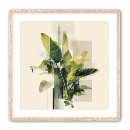 Green leaves among glassy blocks