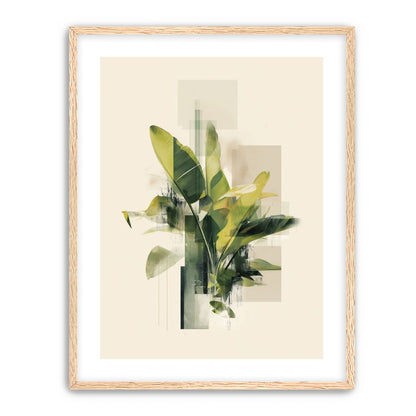 Green leaves among glassy blocks