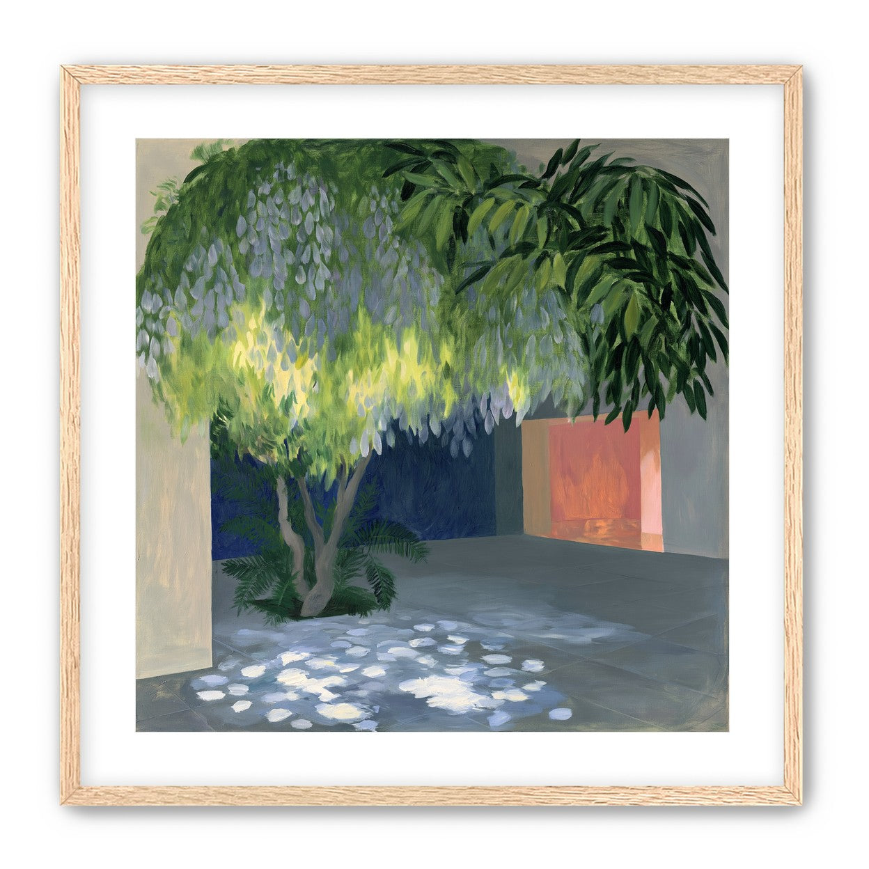 Spotted light under blossoms