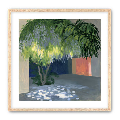 Spotted light under blossoms