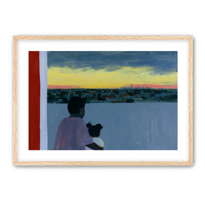 City lights beyond the parapet
