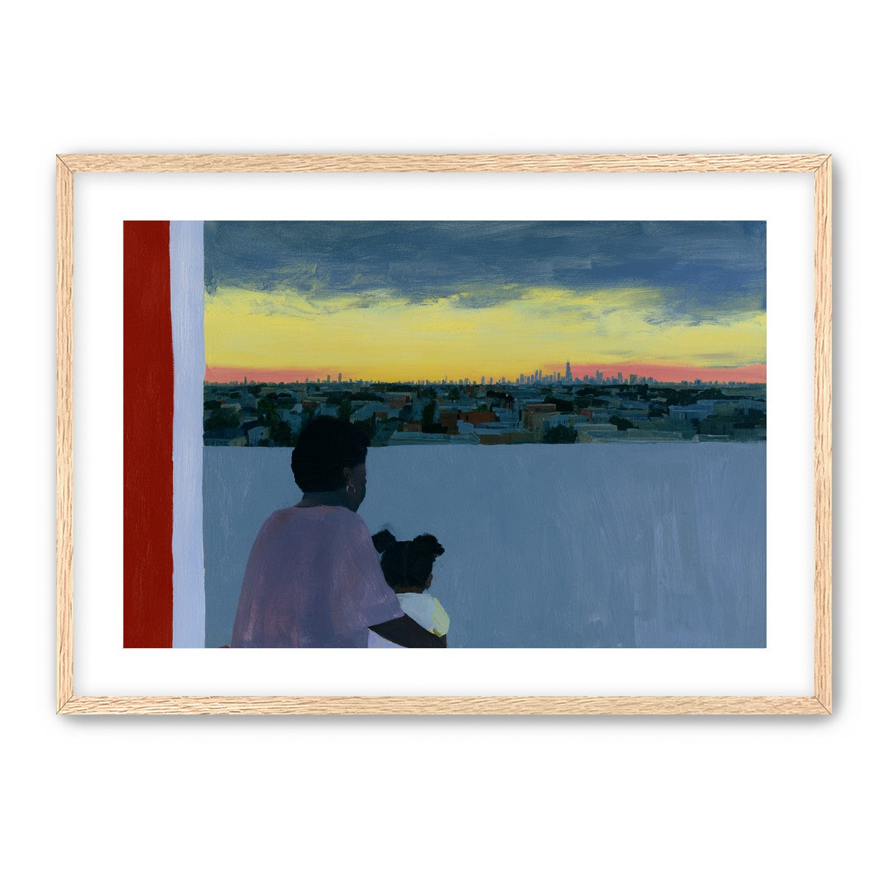 City lights beyond the parapet