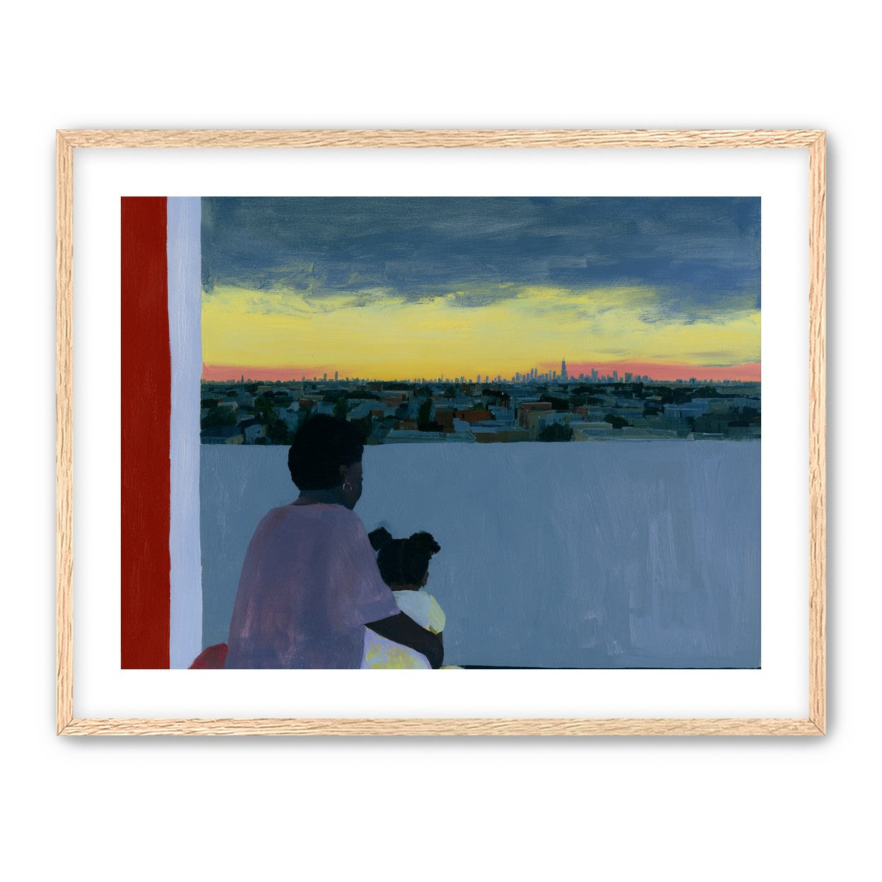 City lights beyond the parapet
