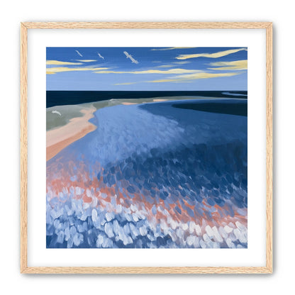 Pale sand in blue water