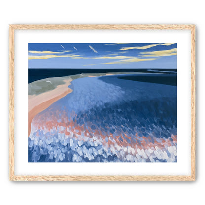 Pale sand in blue water