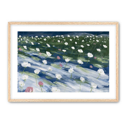 White flowers in wind streaks