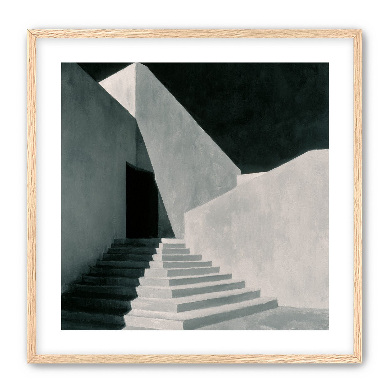 Stairs into the black doorway