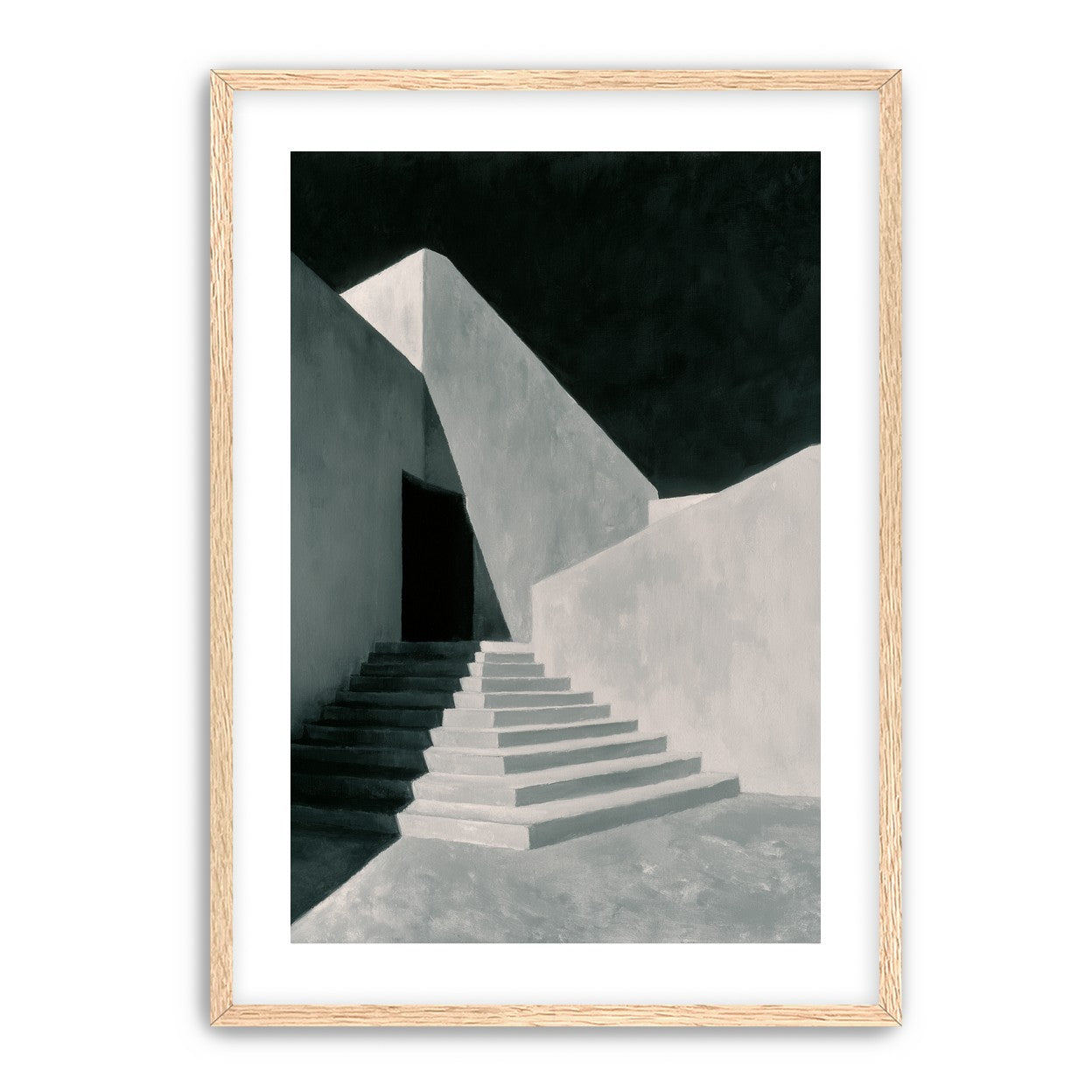 Stairs into the black doorway