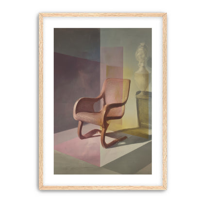 Cane chair within color panes