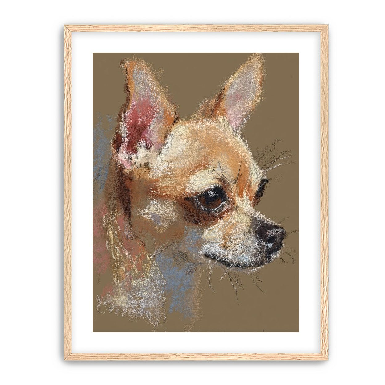 Pastel dog in profile