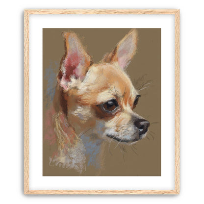 Pastel dog in profile