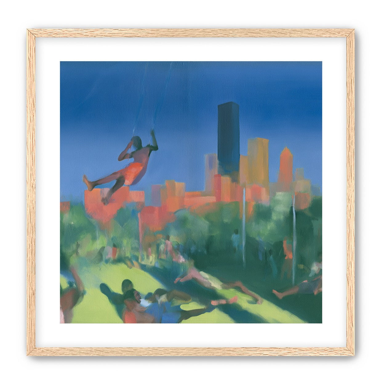 Swinging over the city park