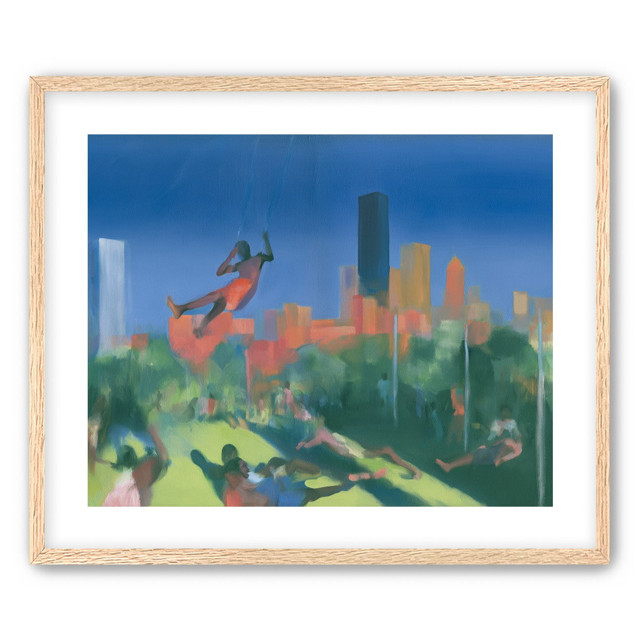 Swinging over the city park