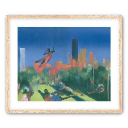 Swinging over the city park