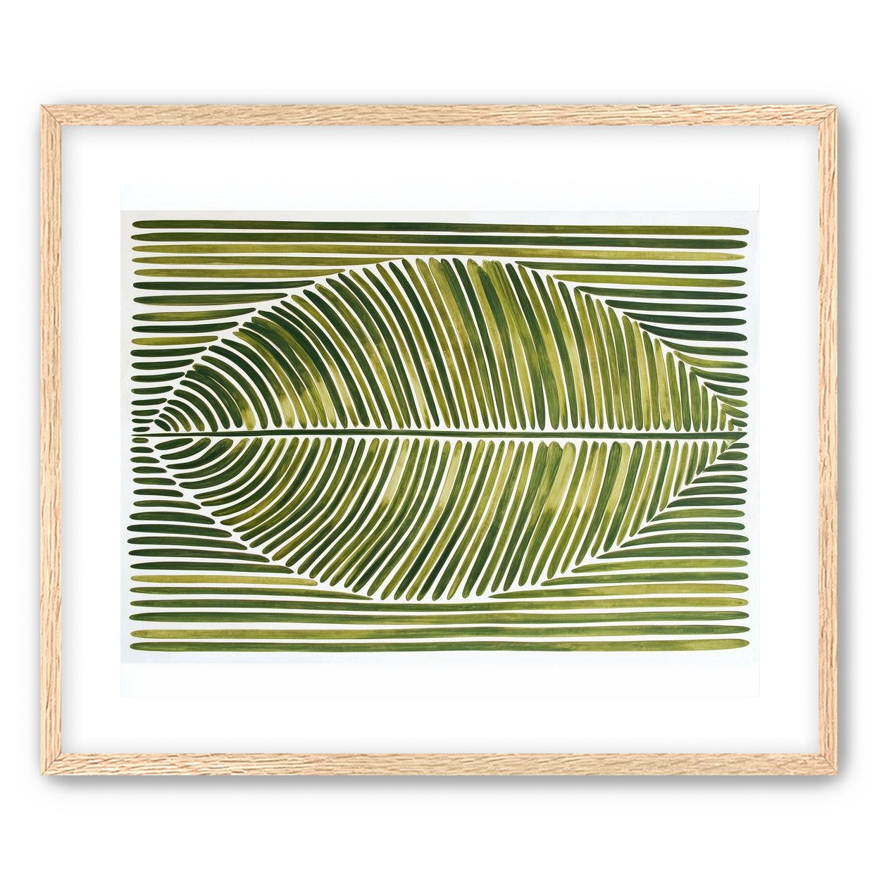 Palm frond in green bands