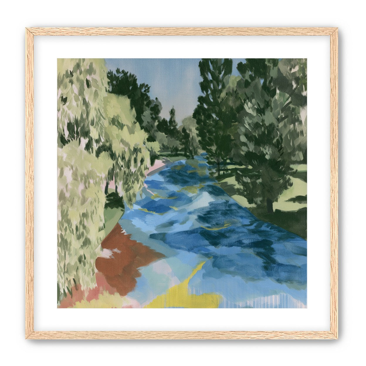 Blue bend under pines
