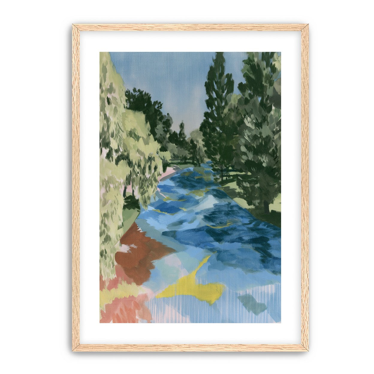 Blue bend under pines