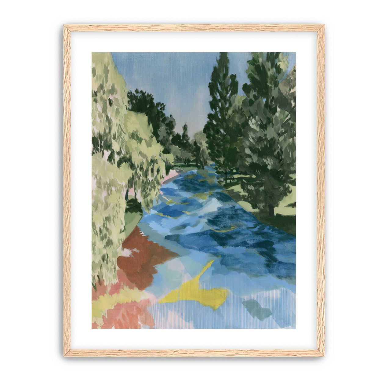 Blue bend under pines