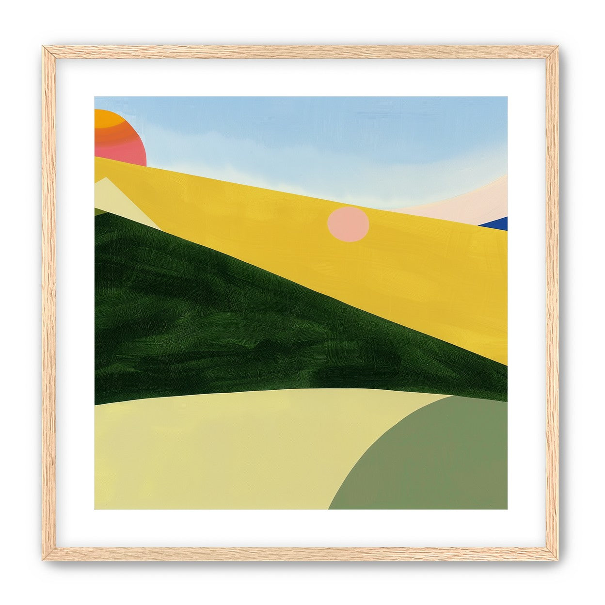 Three suns over rolling hills
