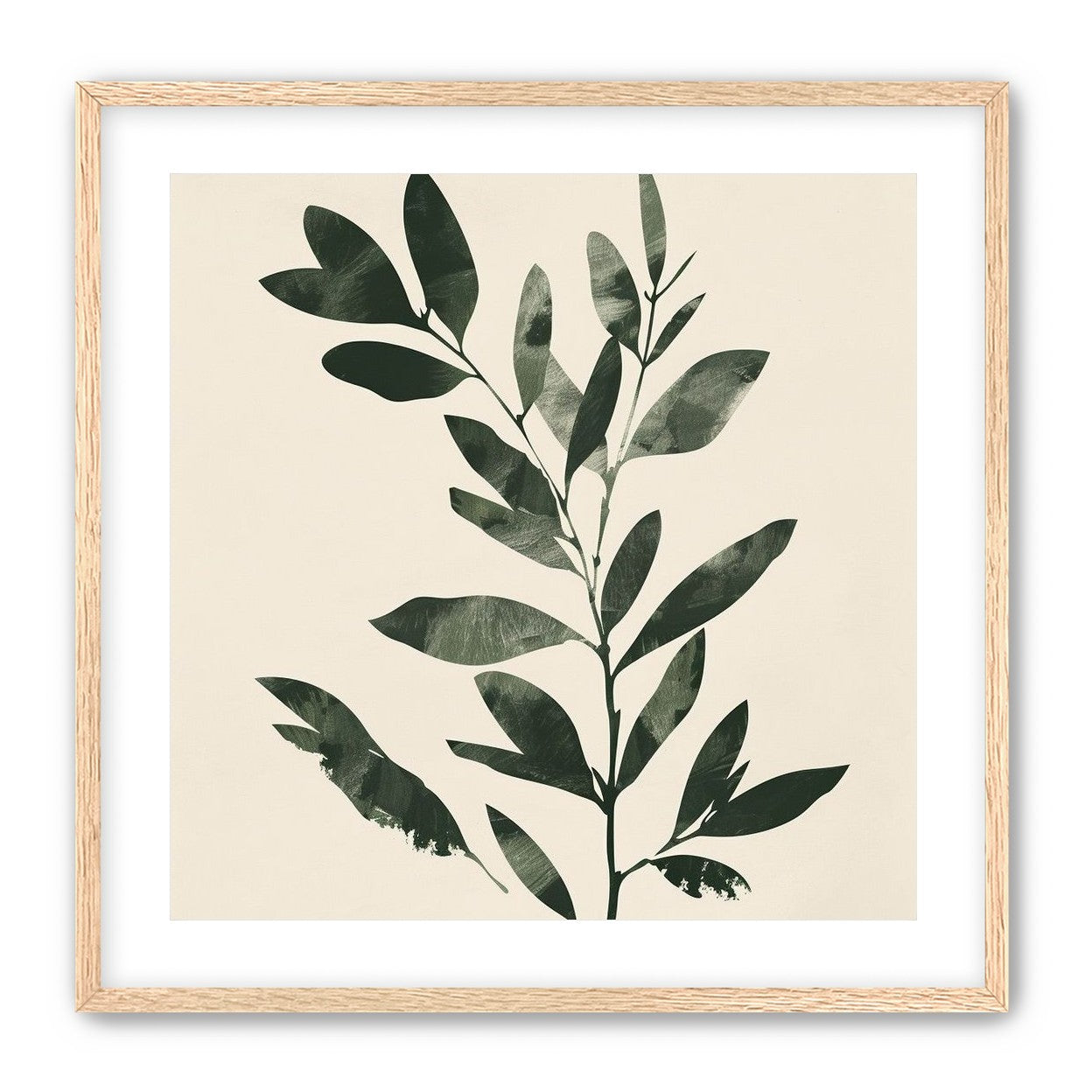 Dark green leaves on cream