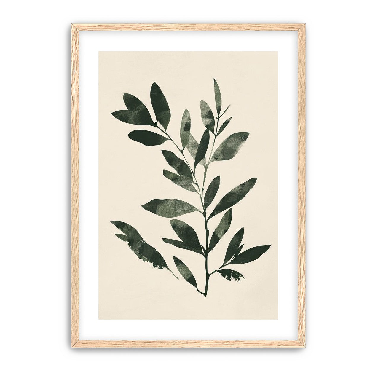 Dark green leaves on cream