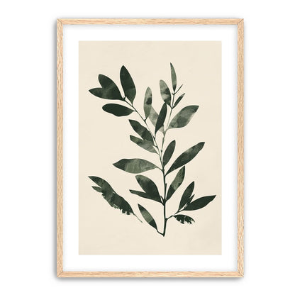 Dark green leaves on cream