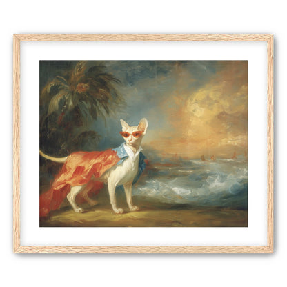 Sunglasses cat at the shore