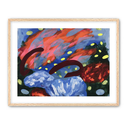 Layered brushstrokes with yellow ovals