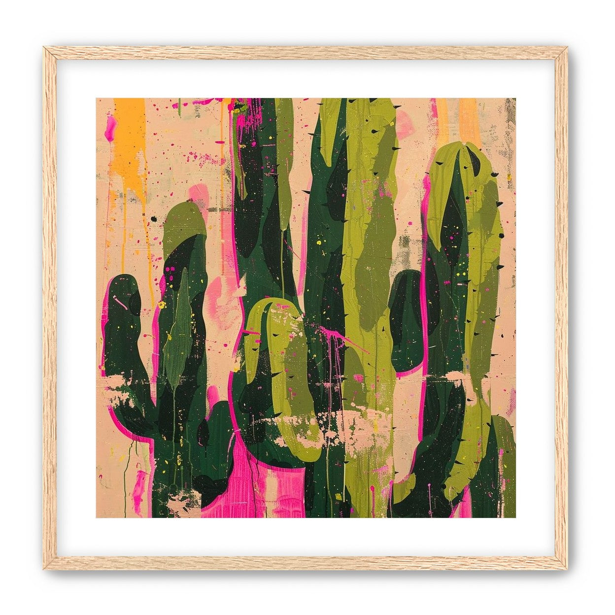 Cacti within pink drips