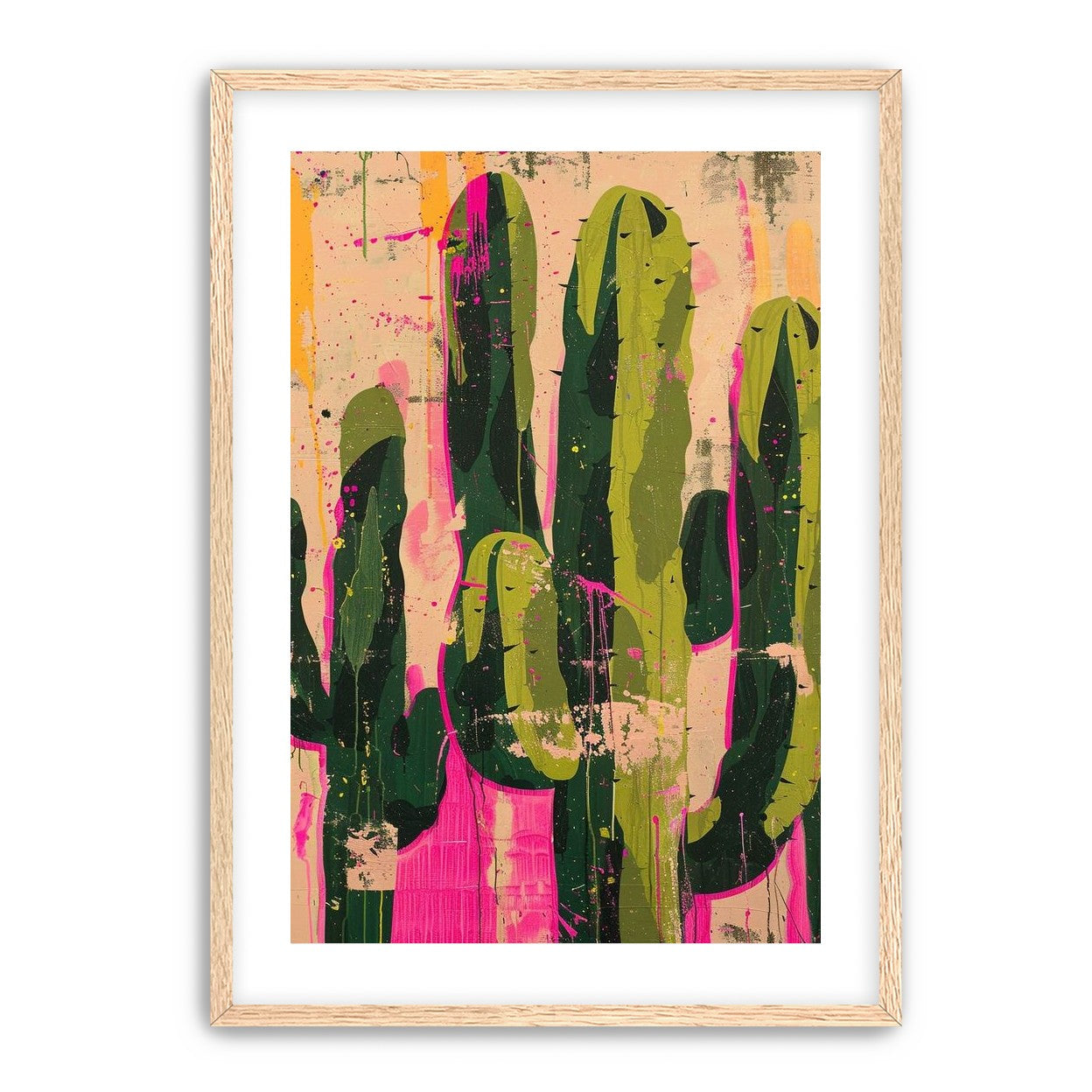 Cacti within pink drips