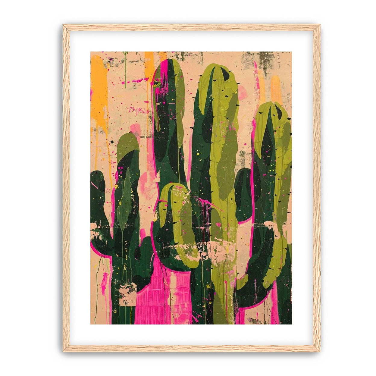 Cacti within pink drips