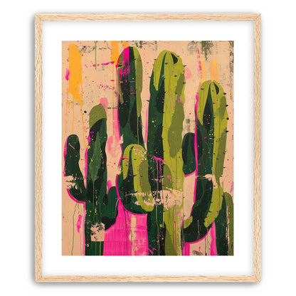 Cacti within pink drips