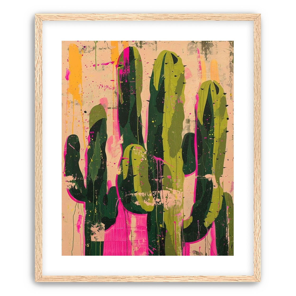 Cacti within pink drips