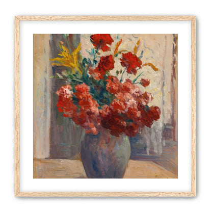 Flowers within a tall vase