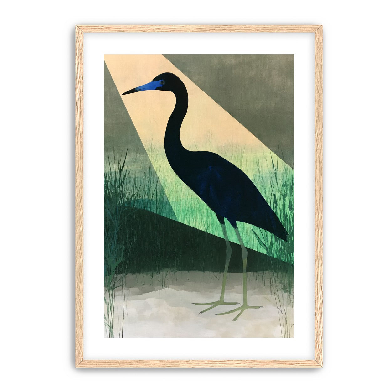 Blue beak in green light