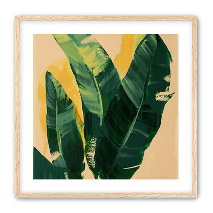 Green leaves in warm haze