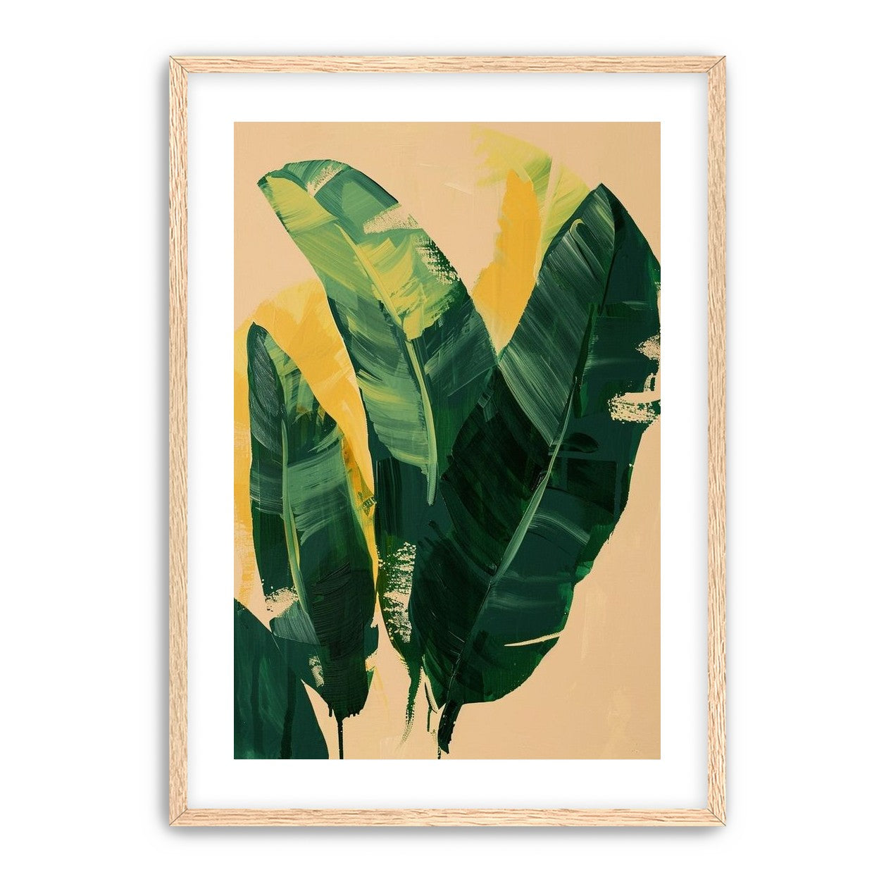 Green leaves in warm haze