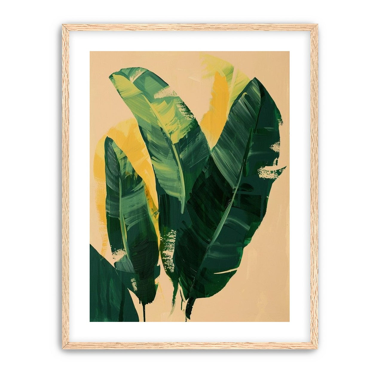 Green leaves in warm haze