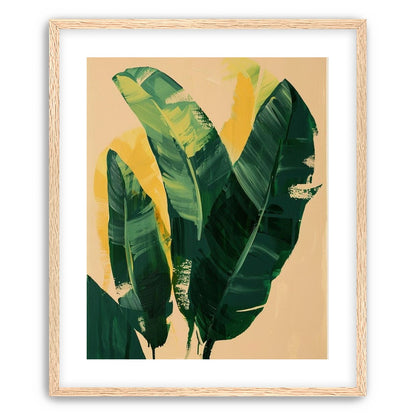 Green leaves in warm haze