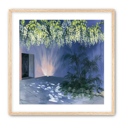Light beneath hanging blossoms