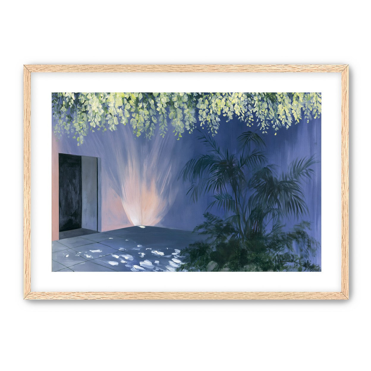 Light beneath hanging blossoms