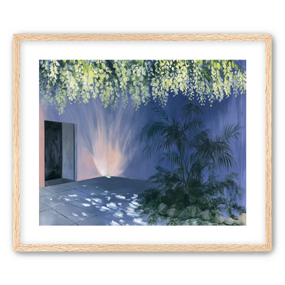 Light beneath hanging blossoms