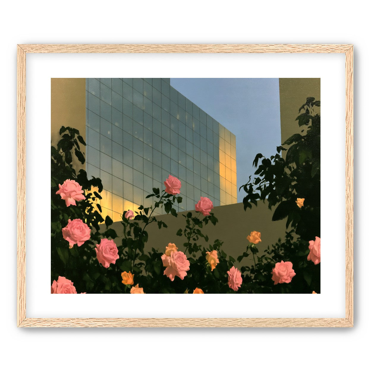Roses against the glass wall