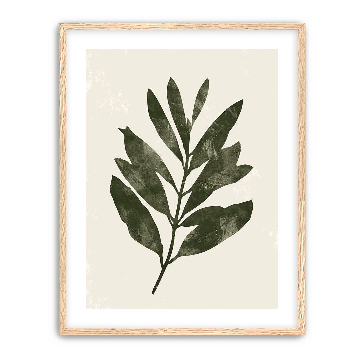 Still branch on pale paper