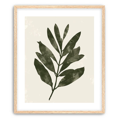 Still branch on pale paper