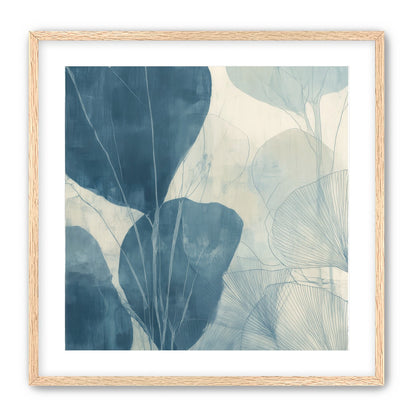 Leaves among pale blue space