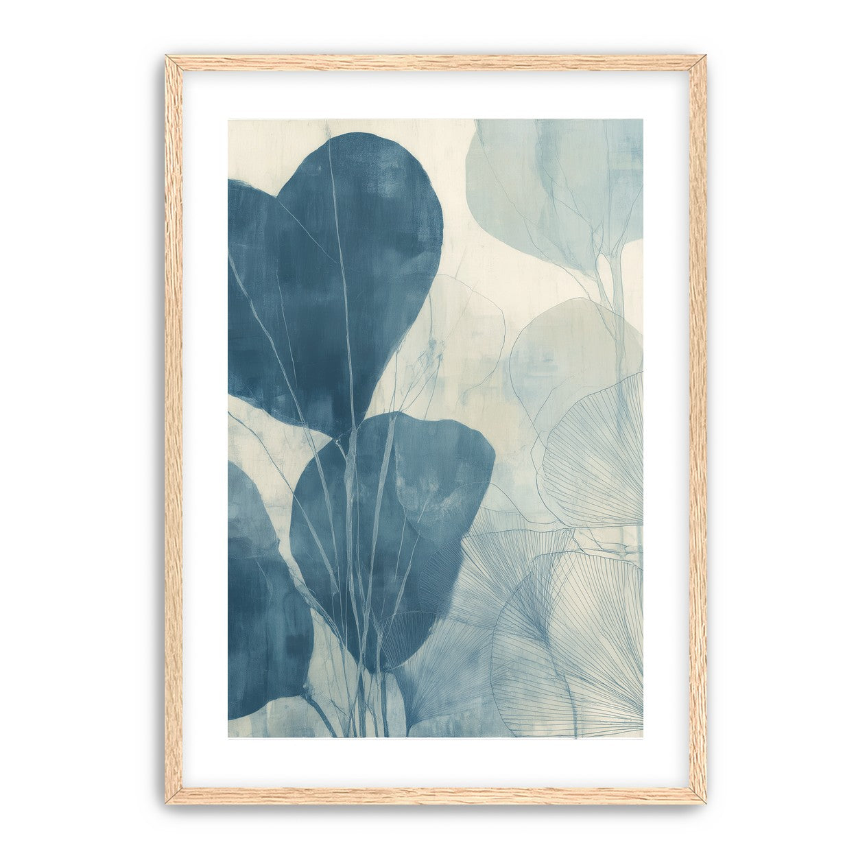 Leaves among pale blue space