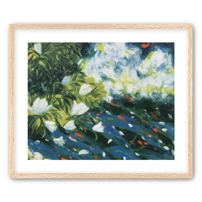 White petals on blue water