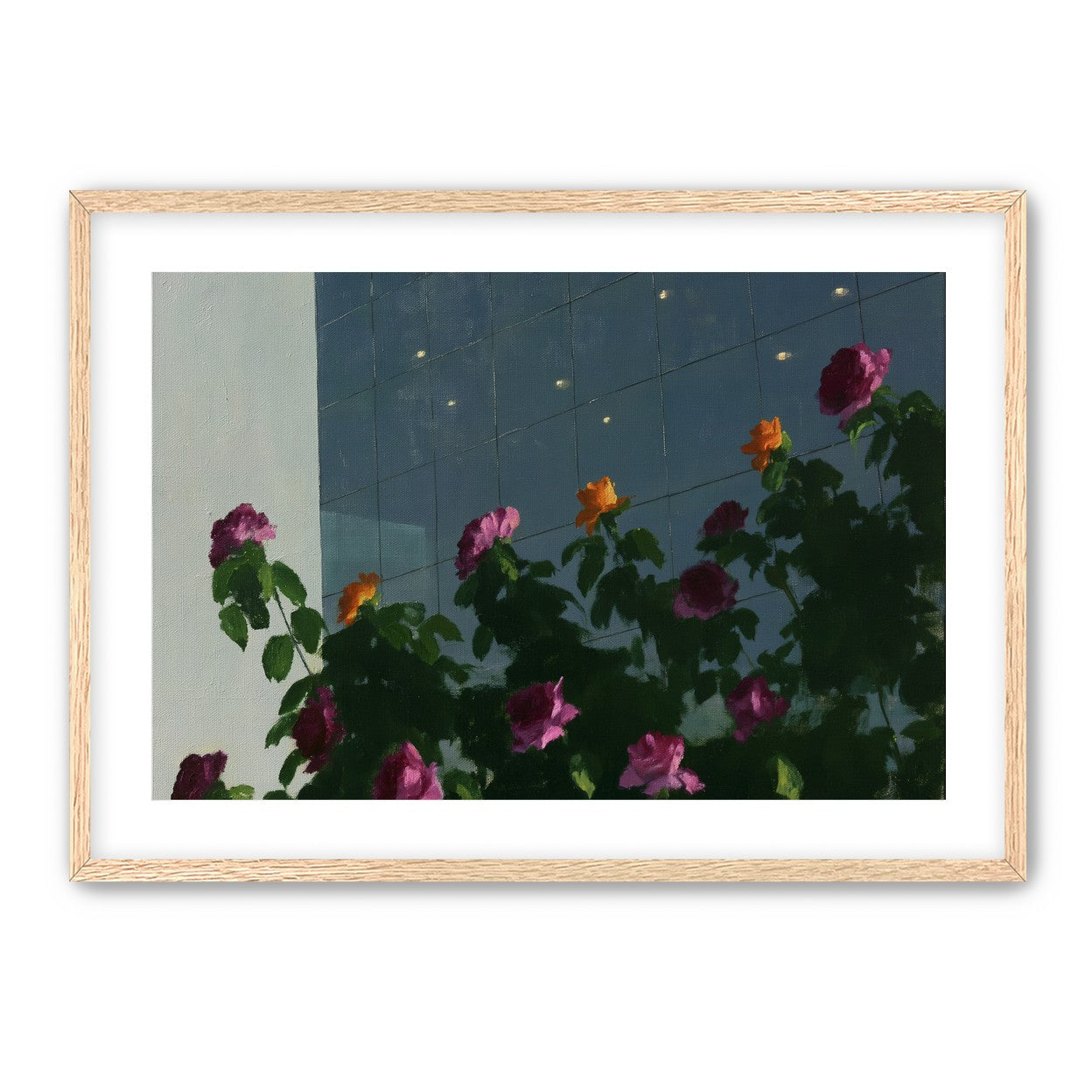 Flowers against the glass tower